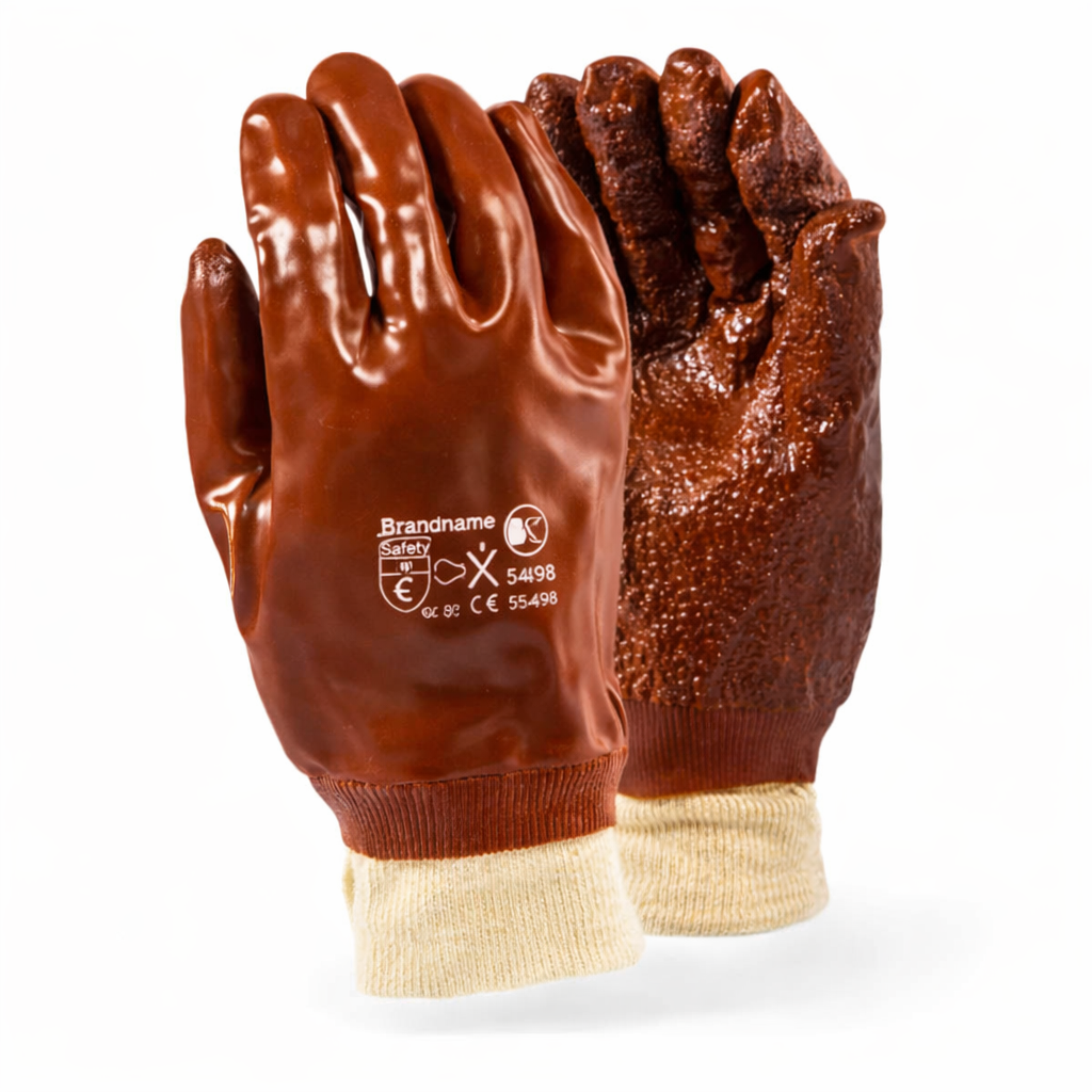 PVC Red Knitted Glove