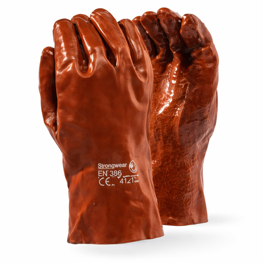 Red PVC Open Cuff Glove
