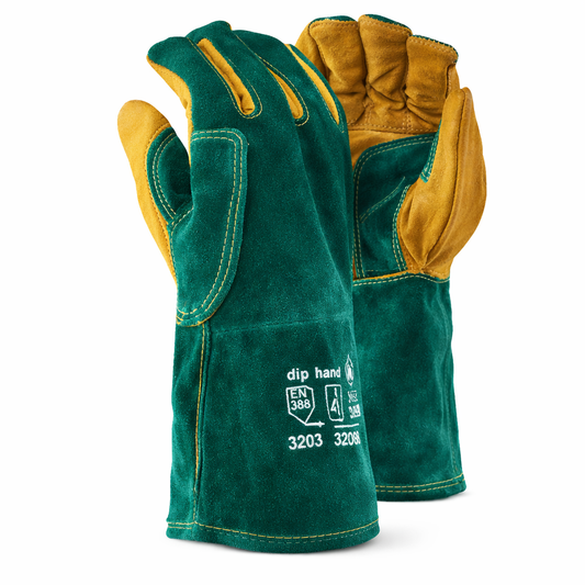 Green Lined Open Cuff Glove